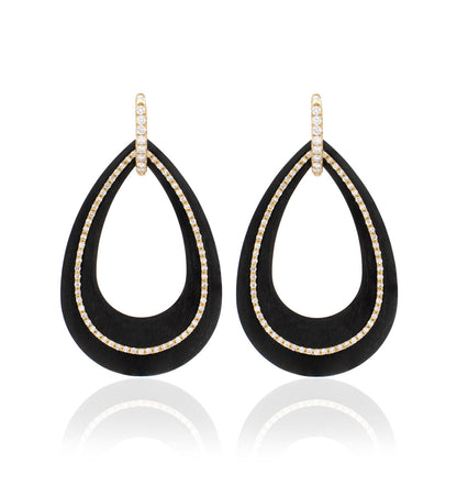 ORO 18KT - DIAMANTI BIANCHI - GOCCIA IN EBANO