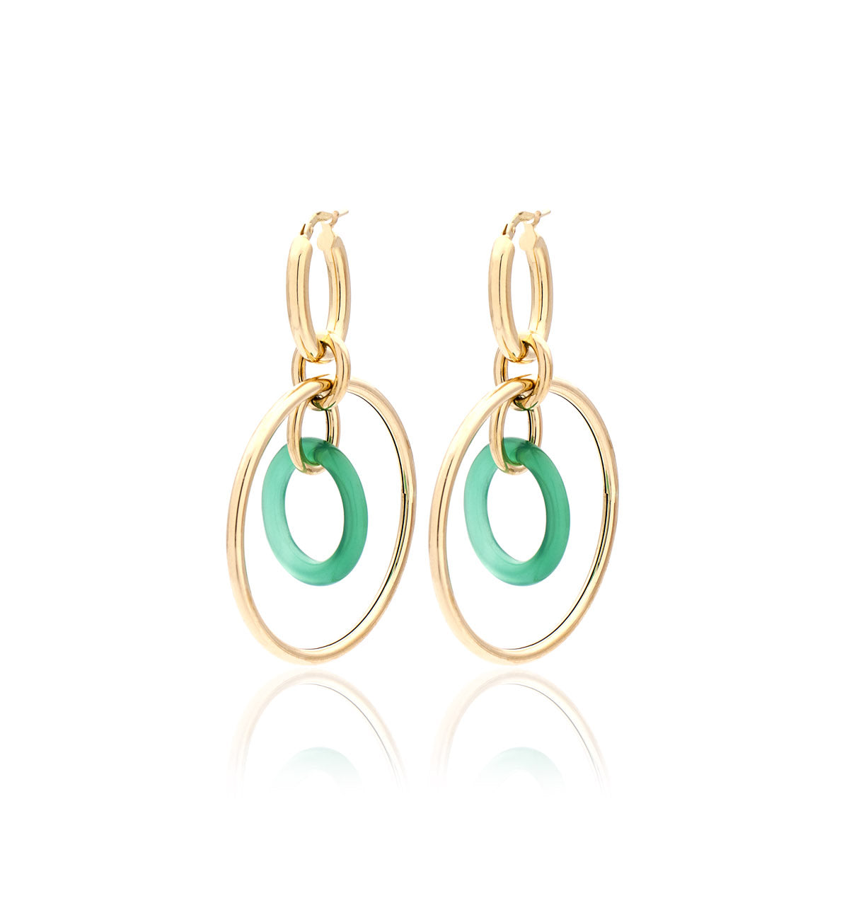 "ORBITE" - 18KT YELLOW GOLD - GREEN AGATE LINKS