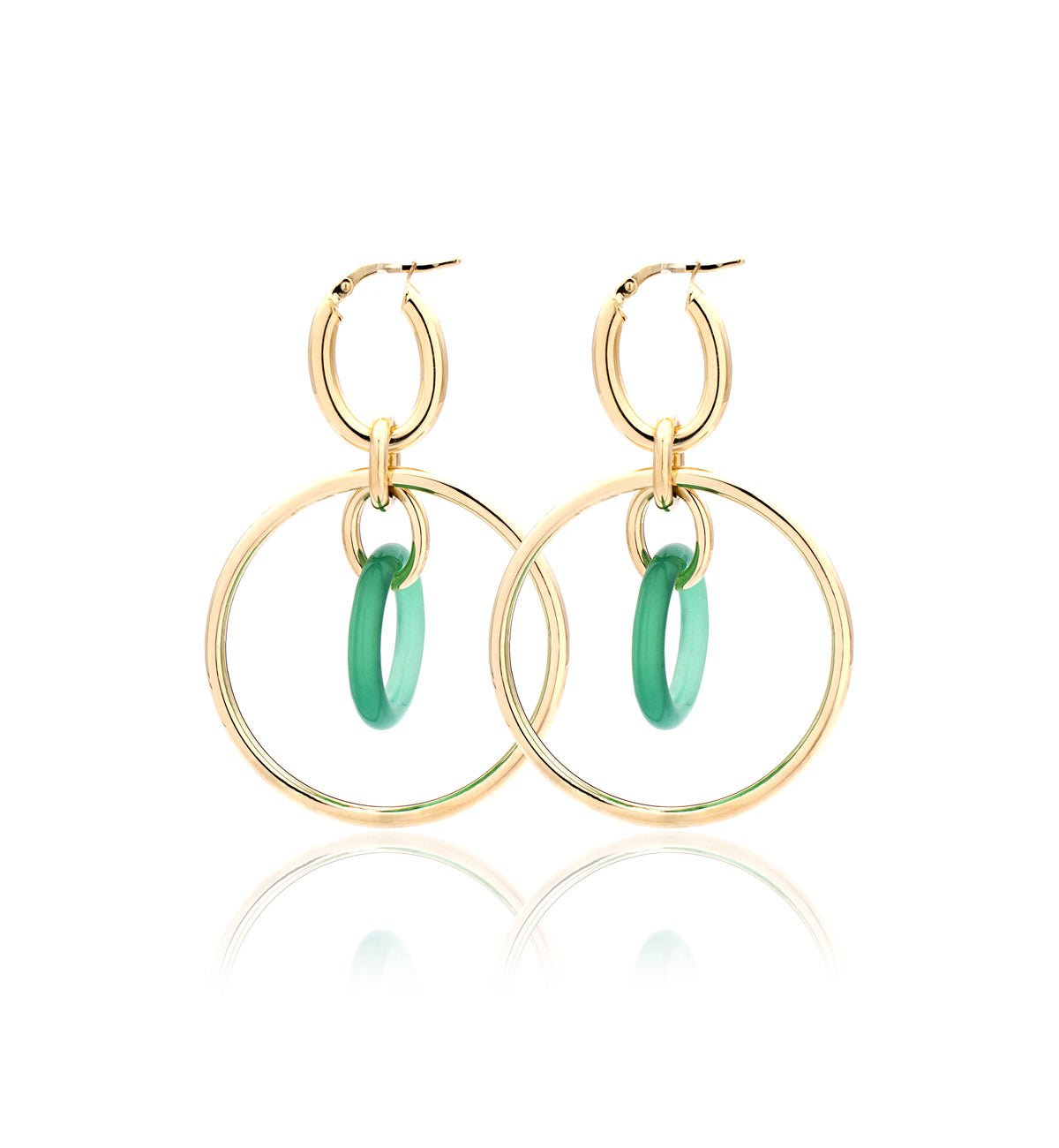 "ORBITE" - 18KT YELLOW GOLD - GREEN AGATE LINKS