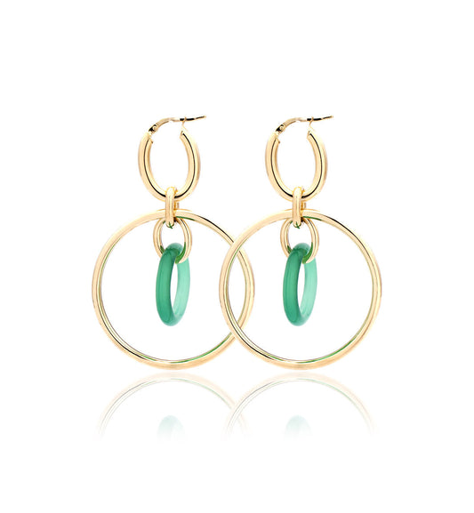"ORBITE" - ORO GIALLO 18KT - LINKS IN AGATA VERDE