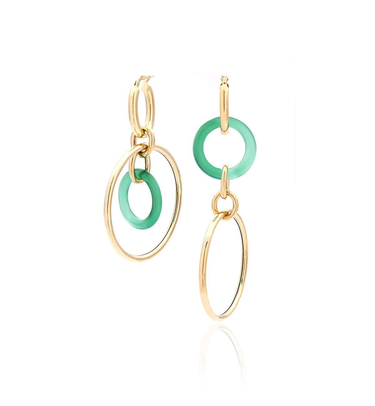 "ORBITE" - 18KT YELLOW GOLD - GREEN AGATE LINKS