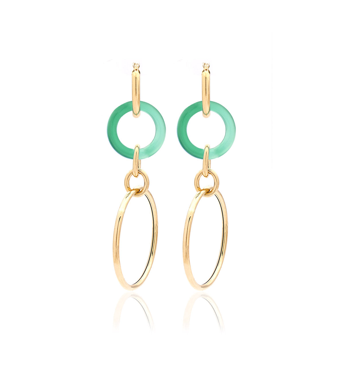 "ORBITE" - 18KT YELLOW GOLD - GREEN AGATE LINKS