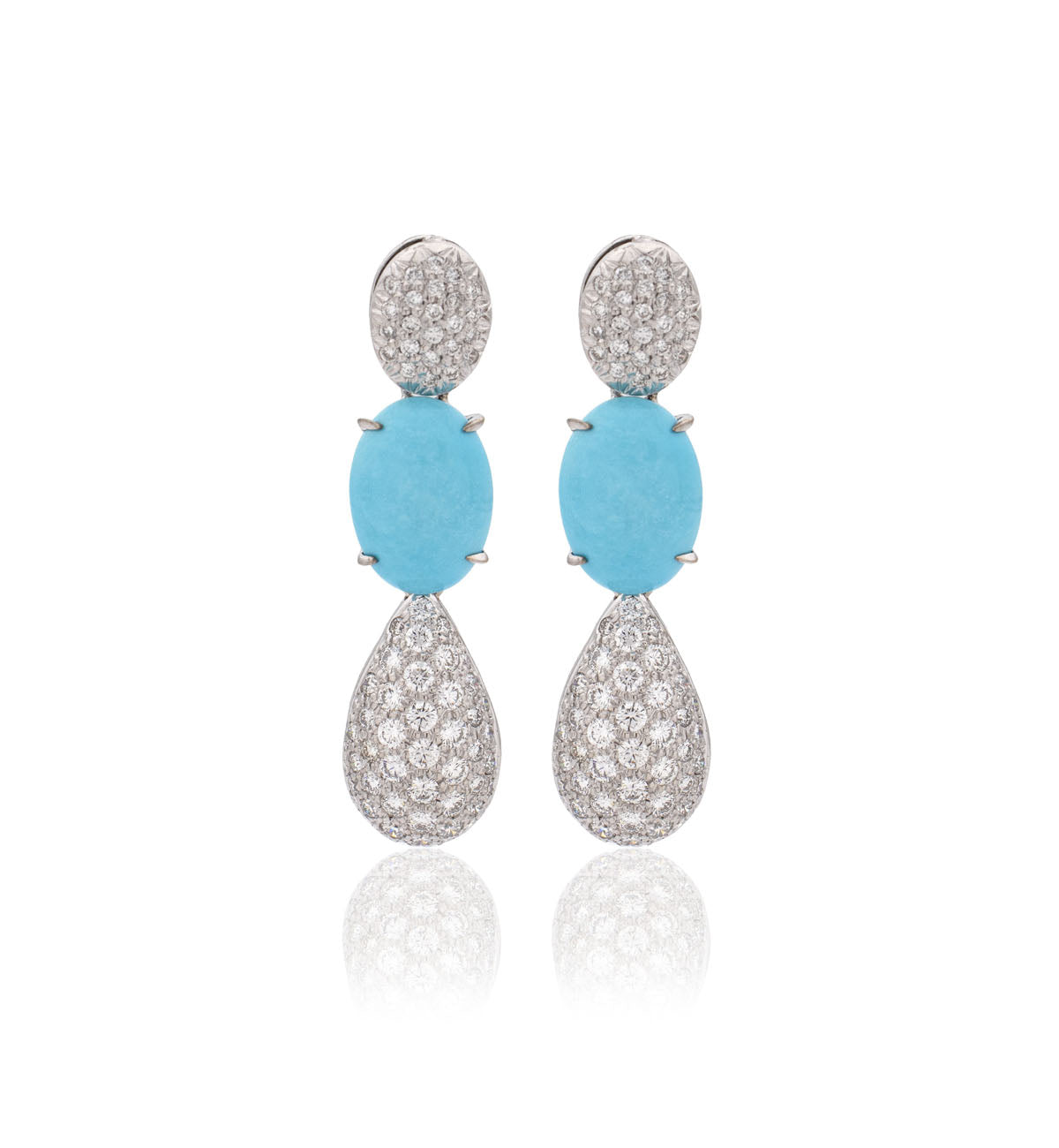 "LA LOLLO" - 18KT WHITE GOLD - TURQUOISE CABOCHONS