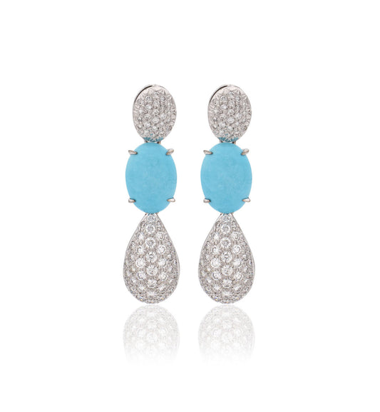 "LA LOLLO" - 18KT WHITE GOLD - TURQUOISE CABOCHONS