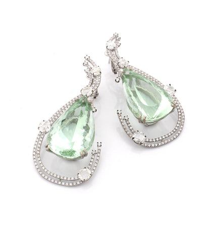 "PIUME DI PAVONE" - ORO BIANCO 18KT - BERILLO VERDE