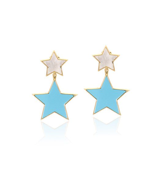 "STELLINA" - 18KT YELLOW GOLD/ TURQUOISE AND MOTHER OF PEARL
