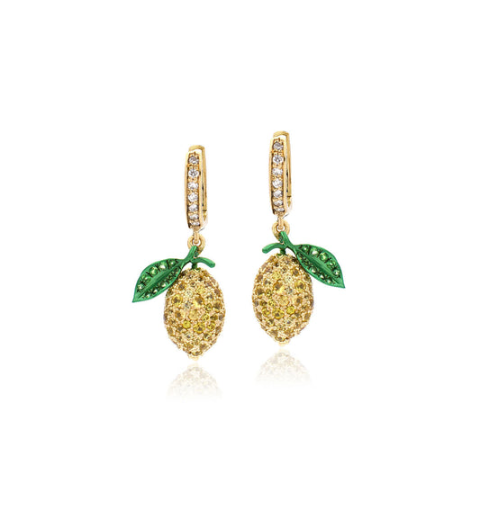 "LOVE LEMONS" - 18KT GOLD - WHITE DIAMONDS AND YELLOW SAPPHIRES - EARRINGS