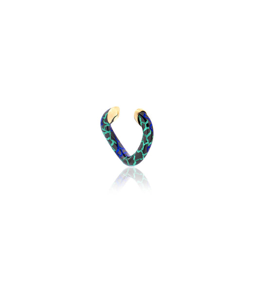 "MARJ" - EAR CUFFS - ORO 18KT - ARGENTO - MACULATO - BLU/VERDE