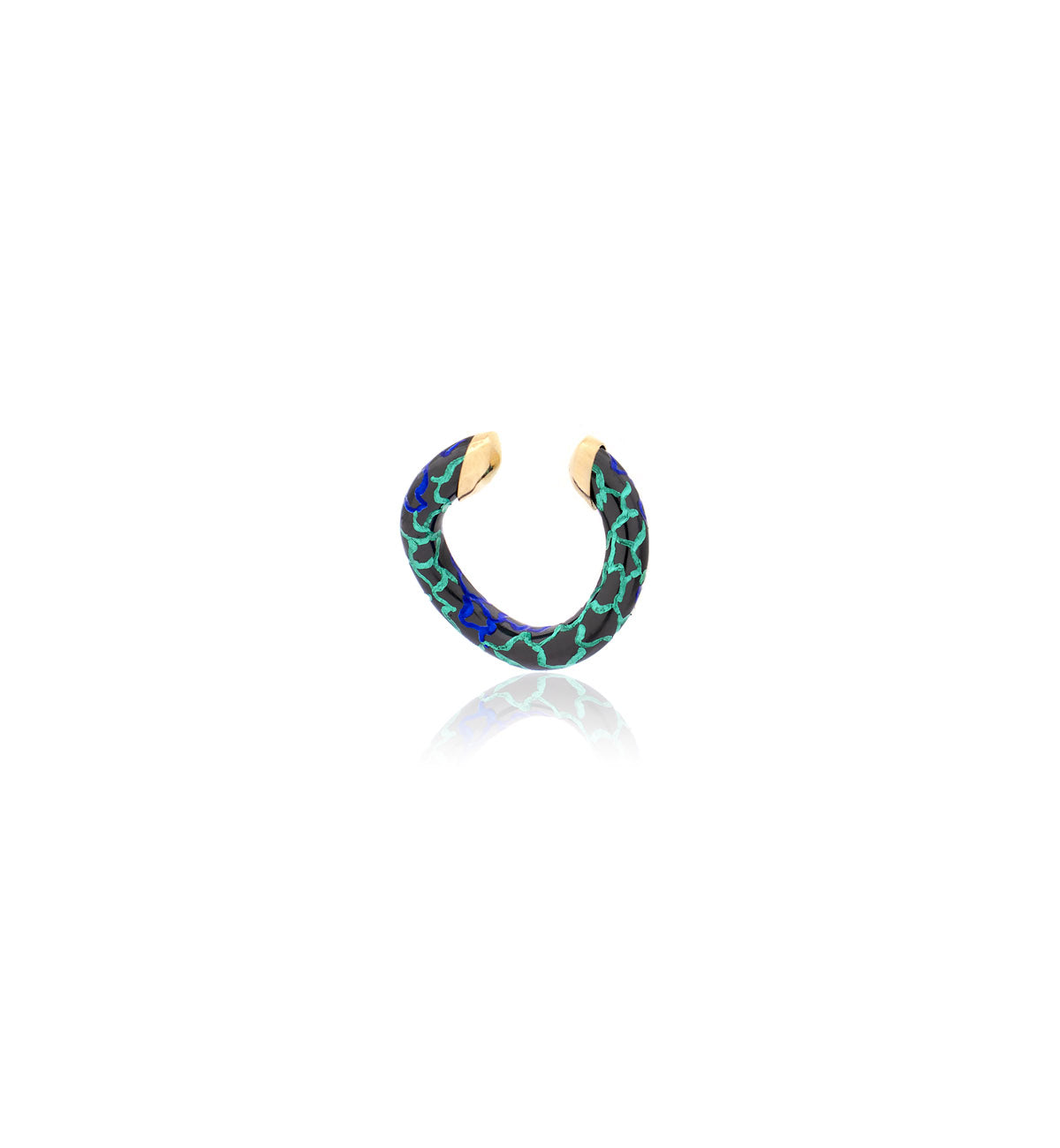 "MARJ" - EAR CUFFS - ORO 18KT - ARGENTO - MACULATO - BLU/VERDE