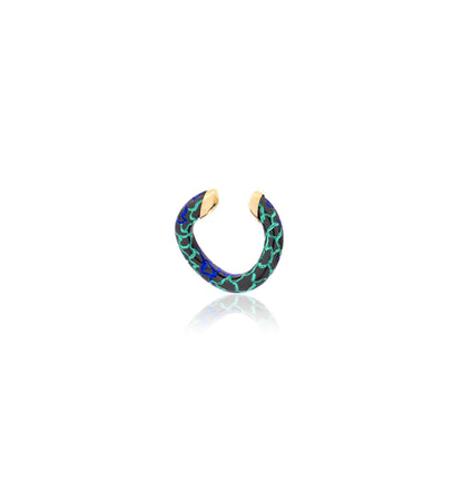 "MARJ" - EAR CUFFS - ORO 18KT - ARGENTO - MACULATO - BLU/VERDE