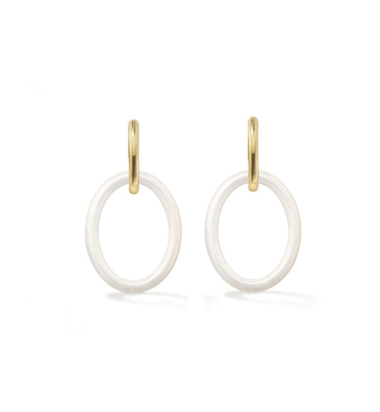 ORECCHINI COLLEZIONE MAMA - ORO 18KT - CERAMICA BIANCA