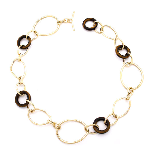 STELLA COLLECTION 18KT GOLD NECKLACE - TIGER EYE