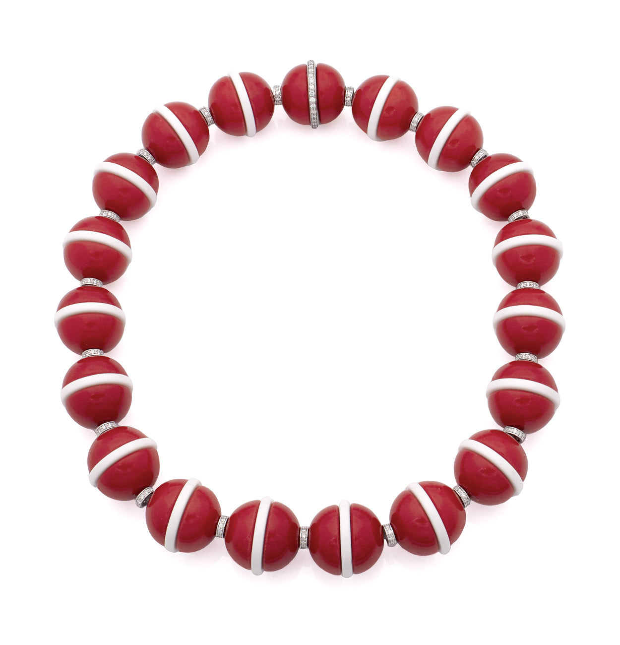 "HANNA" - 18KT WHITE GOLD - WHITE AND RED AGATE