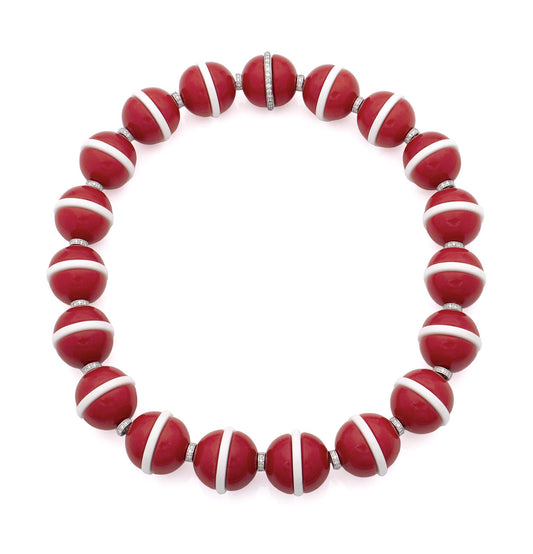 "HANNA" - 18KT WHITE GOLD - WHITE AND RED AGATE