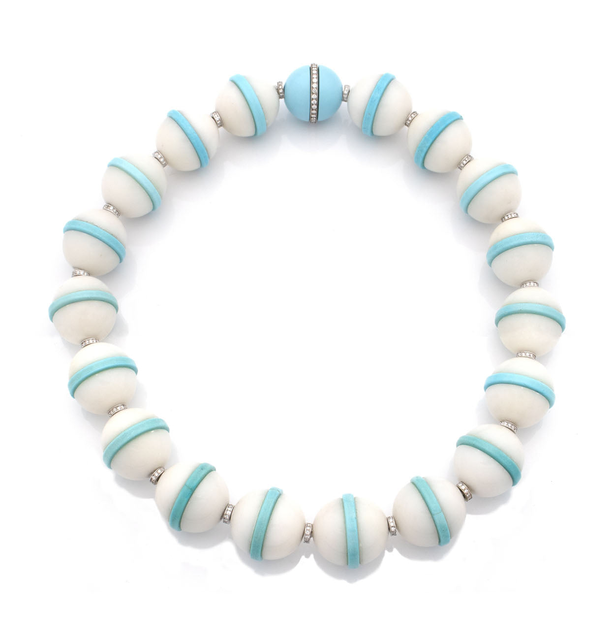 "HANNA" - 18KT WHITE GOLD - WHITE ONYX AND TURQUOISE
