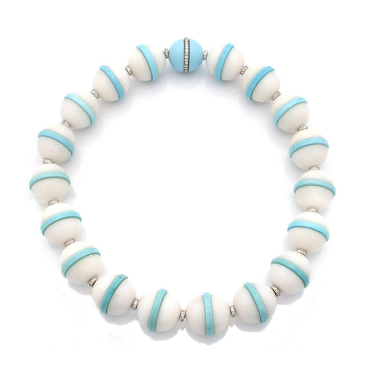 "HANNA" - 18KT WHITE GOLD - WHITE ONYX AND TURQUOISE