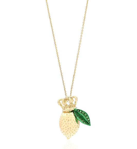 "LOVE LEMONS" - CROWN - 18KT GOLD - TSAVORITES - NECKLACE