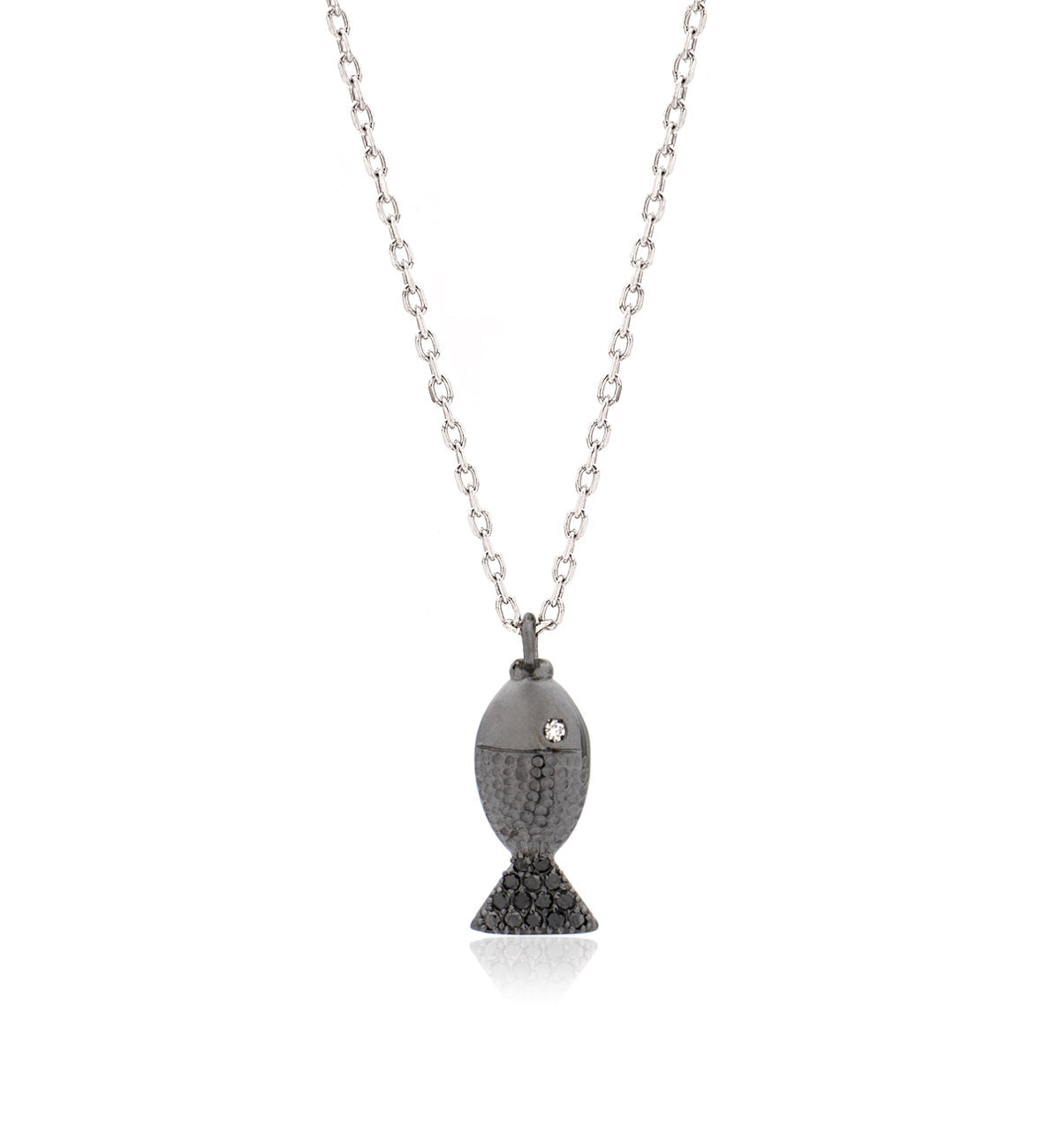 "PESCIOLINI" - STERLING SILVER AND BLACK DIAMONDS