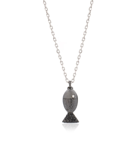 "PESCIOLINI" - STERLING SILVER AND BLACK DIAMONDS