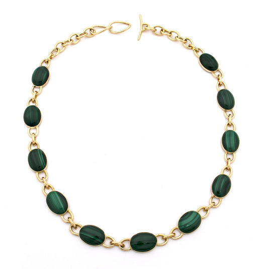 "MARISA" - 18KT YELLOW GOLD AND MALACHITE