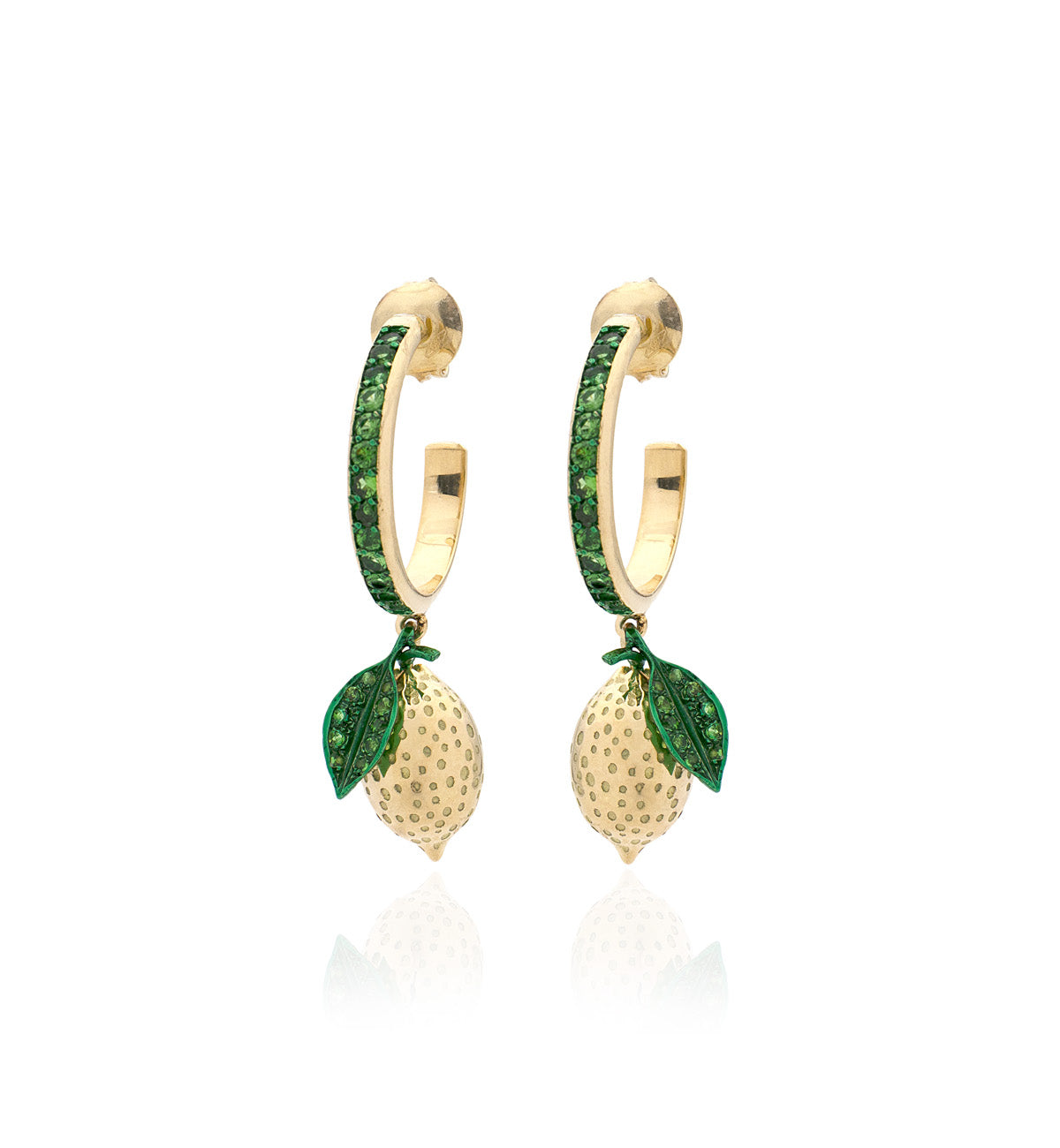 "LOVE LEMONS" - 18KT GOLD - TSAVORITES -  EARRINGS