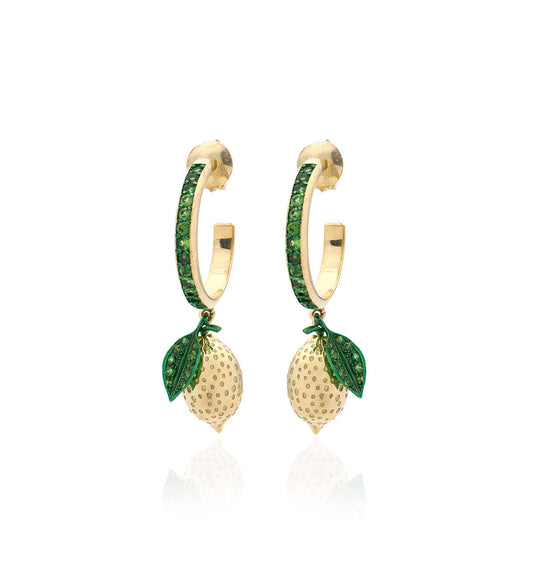 "LOVE LEMONS" - 18KT GOLD - TSAVORITES -  EARRINGS