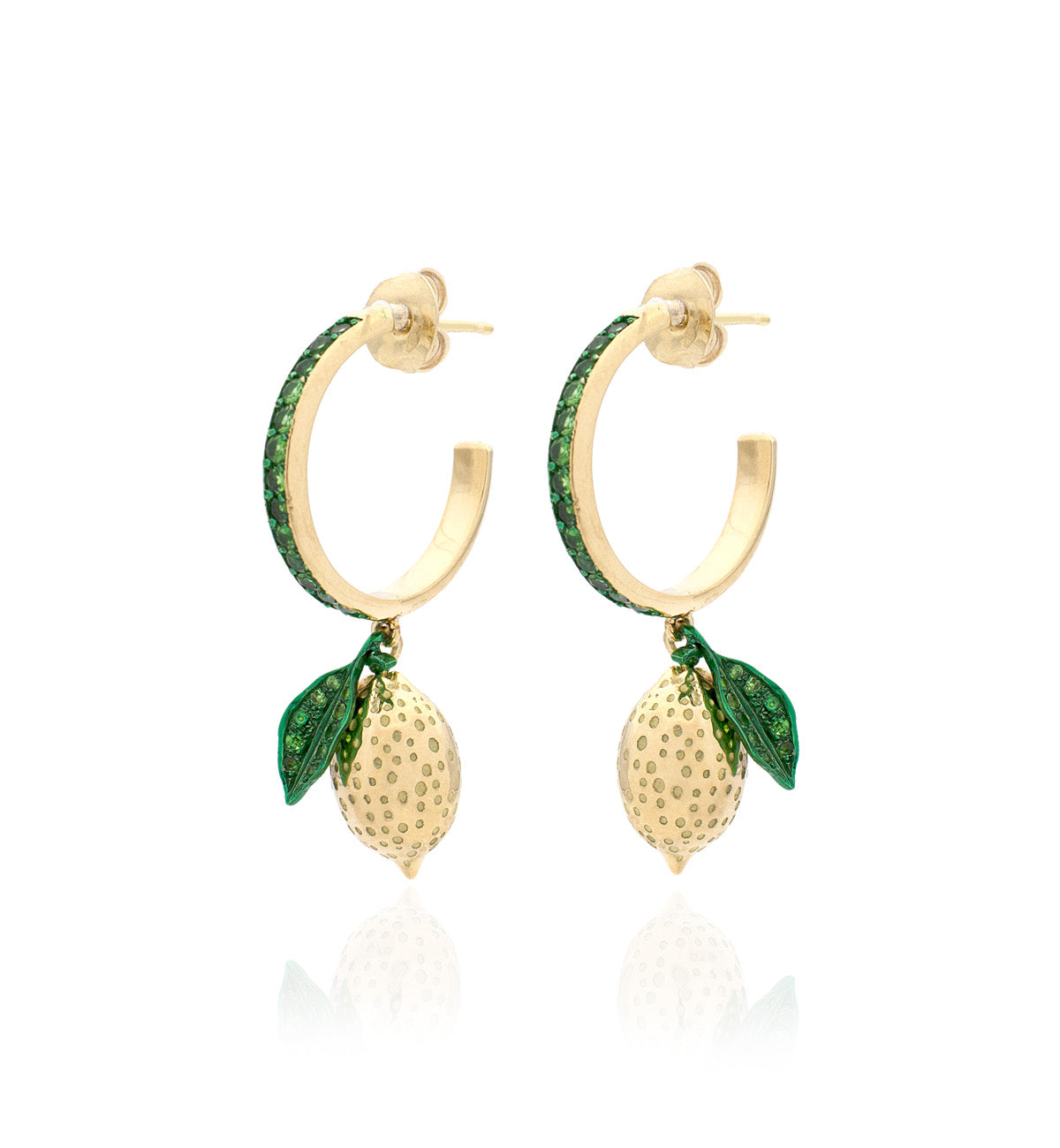 "LOVE LEMONS" - 18KT GOLD - TSAVORITES -  EARRINGS