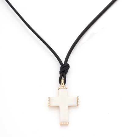 CROCE ORO 18KT - AGATA BIANCA