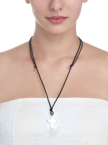 CROCE ORO 18KT - AGATA BIANCA