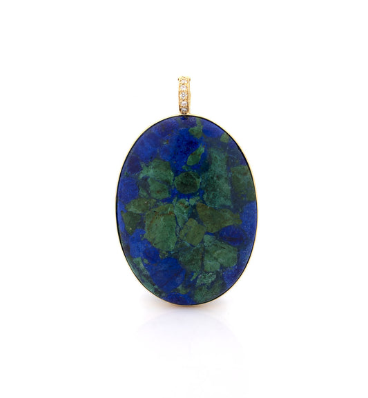 18KT YELLOW GOLD - MALACHITE AZURITE - PENDANT
