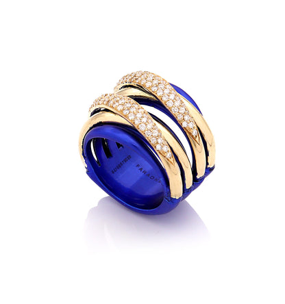 "LIZZY" - ORO 18KT - DIAMANTI BIANCHI - BLU COBALTO
