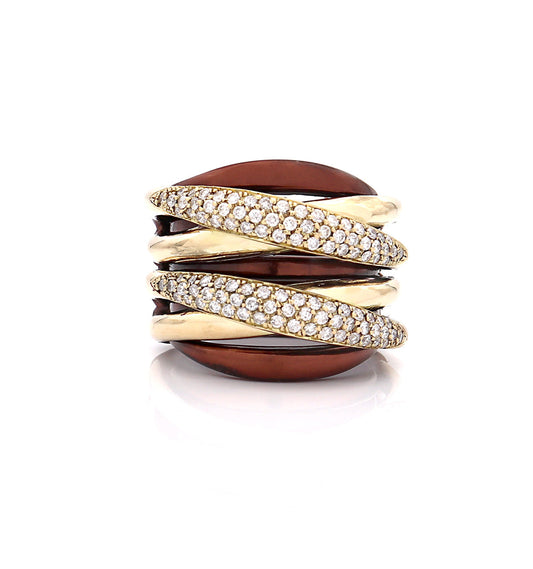 "LIZZY" - 18KT GOLD - WHITE DIAMONDS - BROWN