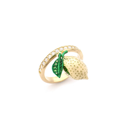 "LOVE LEMONS" - ORO 18KT - DIAMANTI BIANCHI - ANELLO